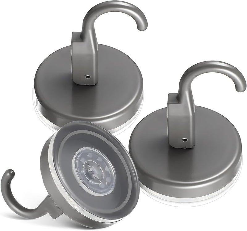 3Pcs Gunmetal Gray Suction Cup Hooks For Bathroom Shower Towel Tile Glass Wall - Image 1